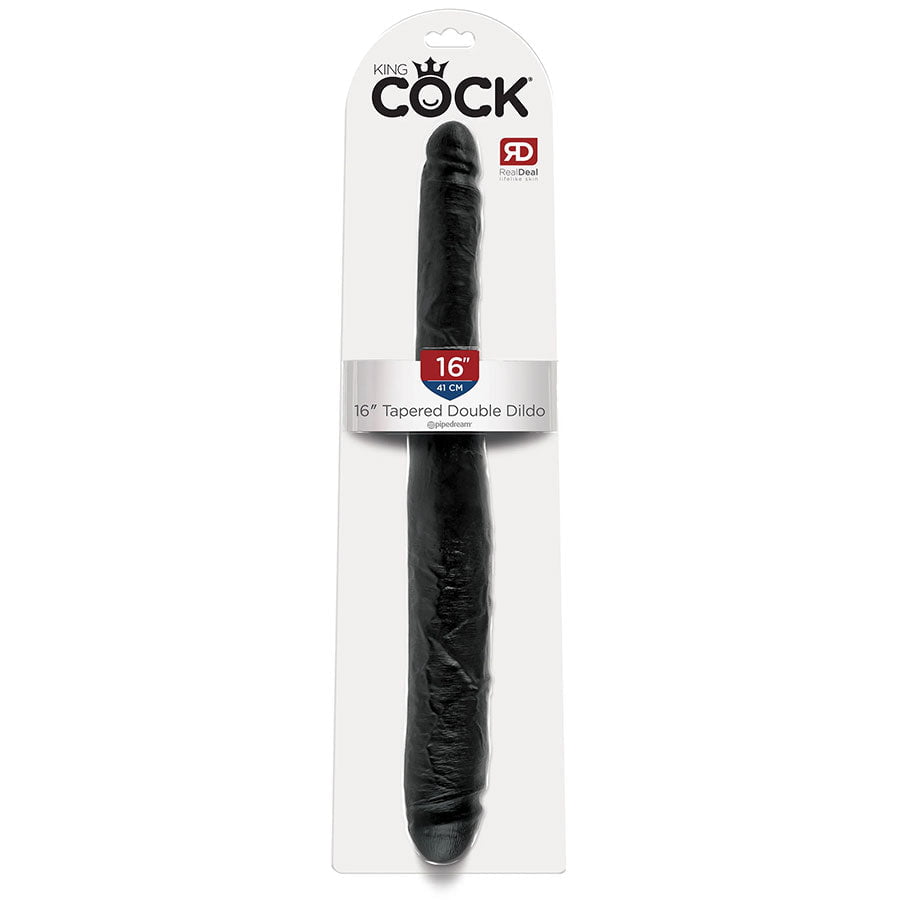 King Cock 16 Inch Tapered Realistic Double Ended Dildo Black Dildos