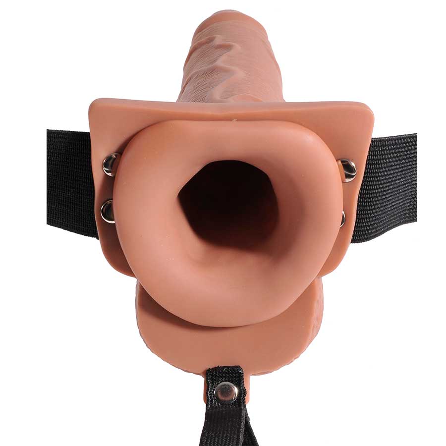 7 Inch Tan Squirting Hollow Realistic Strap-On with Balls by Fetish Fantasy Cock Sheaths