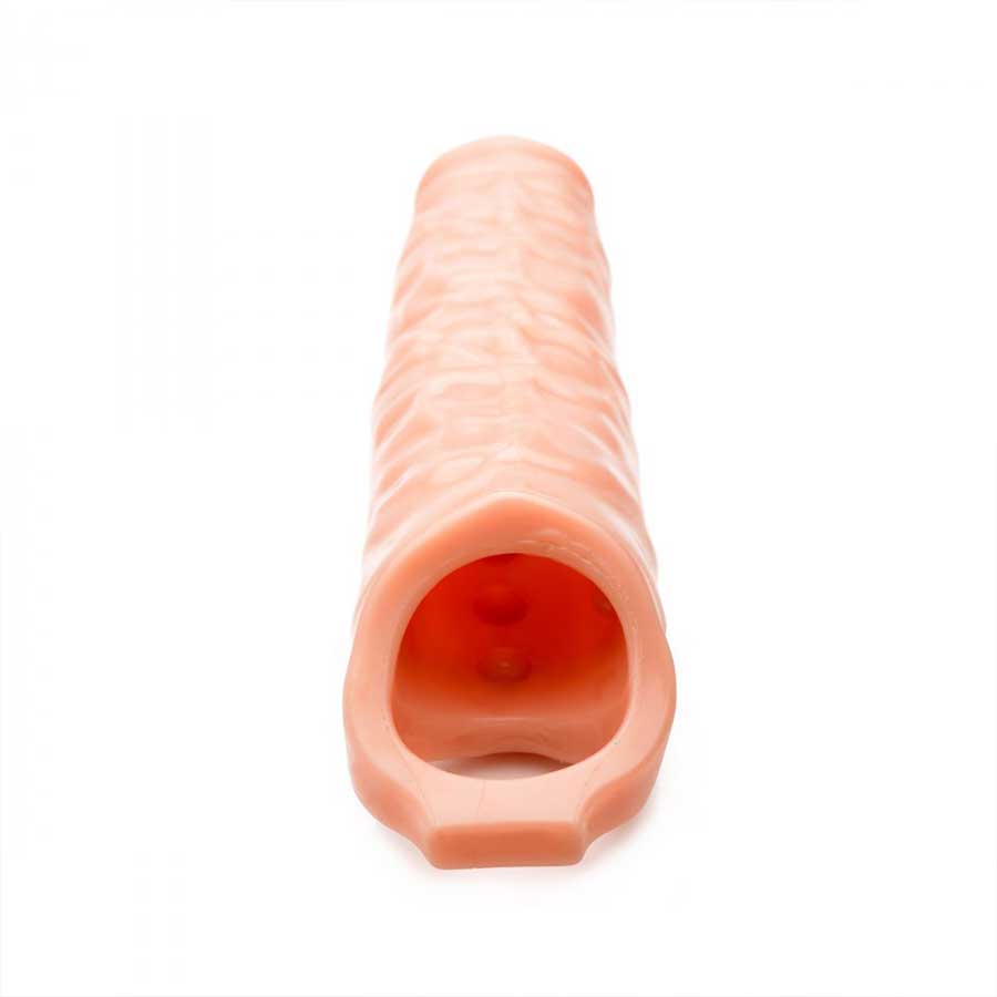 8.75 Inch Solid Tip Flesh Colored Penis Extender Sleeve by Size Matters Cock Sheaths