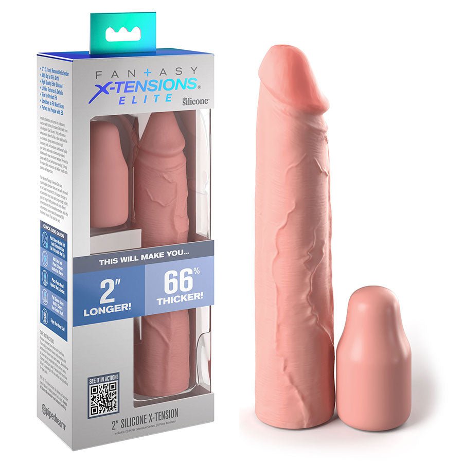 8 Inch Realistic X-Tension Silicone Penis Sleeve Cock Sheaths White