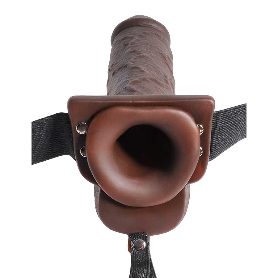 9 Inch Brown Squirting Hollow Realistic Strap-On with Balls by Fetish Fantasy Penis Extenders