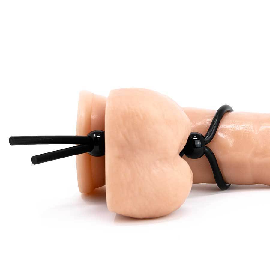 Adjustable Silicone Cock Ring Rope Style Penis Enhancing Lasso Black Cock Rings