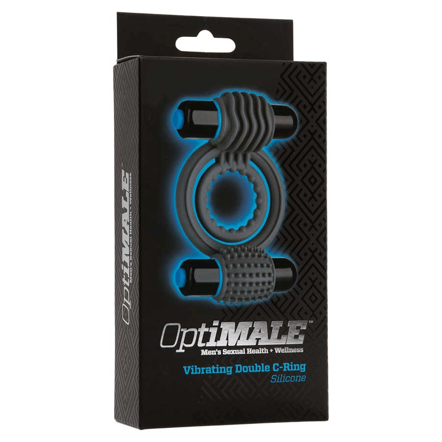 Black Double Vibrating Bullet Silicone Cock Ring for Men by Optimale Cock Rings