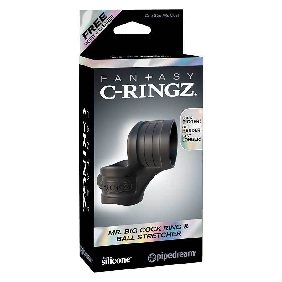 Black Silicone Mr. Big Cock Ring and Ball Stretcher by Fantasy C-Ringz Cock Rings