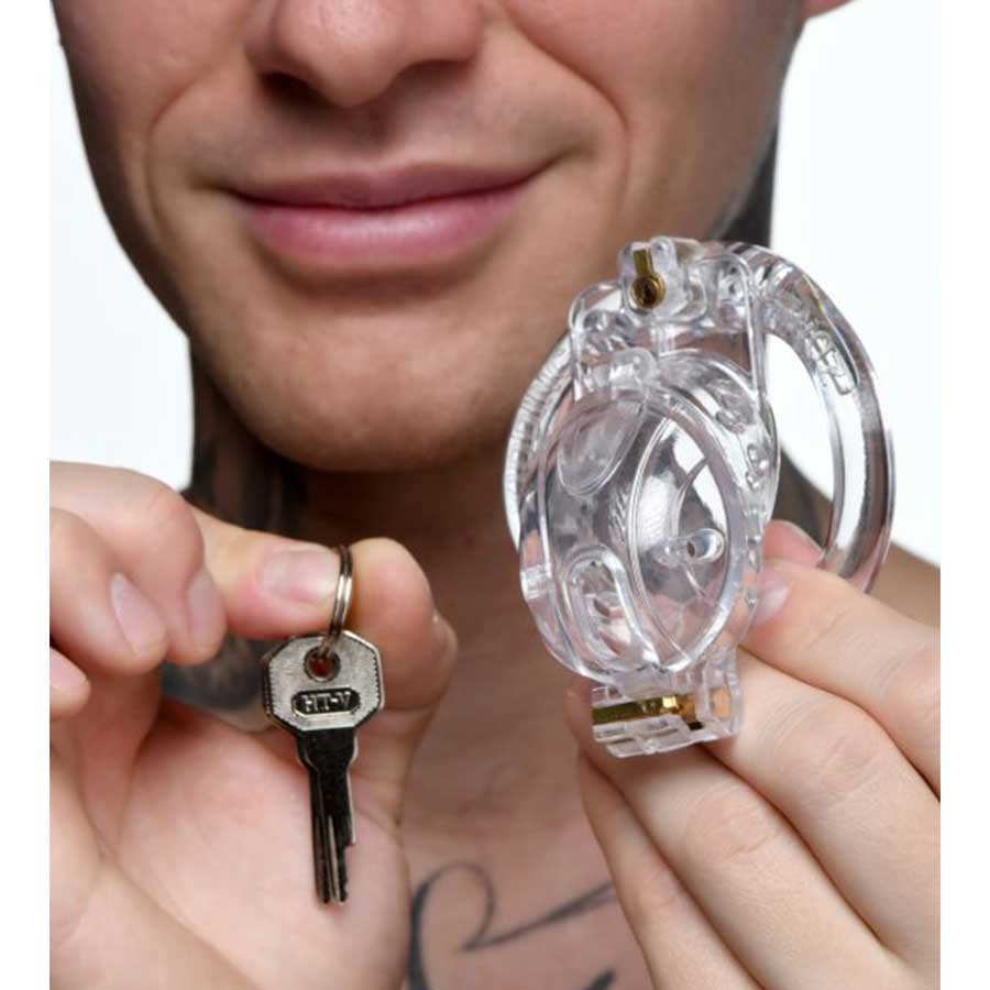 Customizable Locking 3.5 Inch Adjustable Clear Chastity Cage Chastity