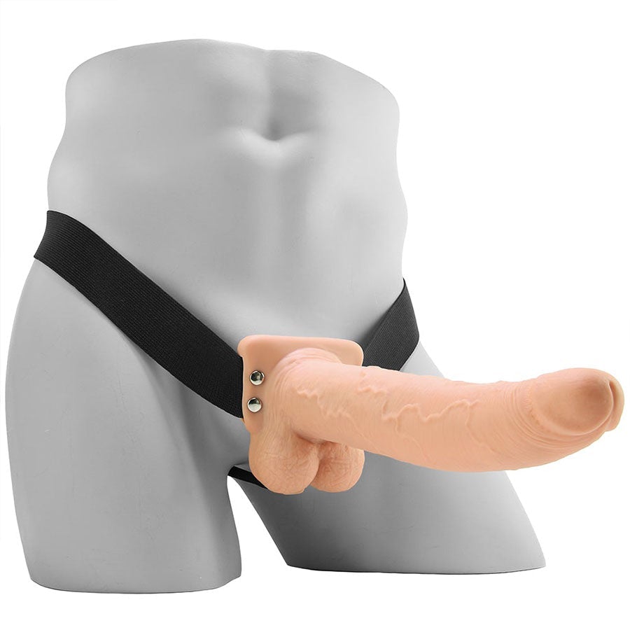 Fetish Fantasy Hollow Vibrating Rechargeable Strap-On Dildo with Balls and Harness by Pipedream Products Dildos
