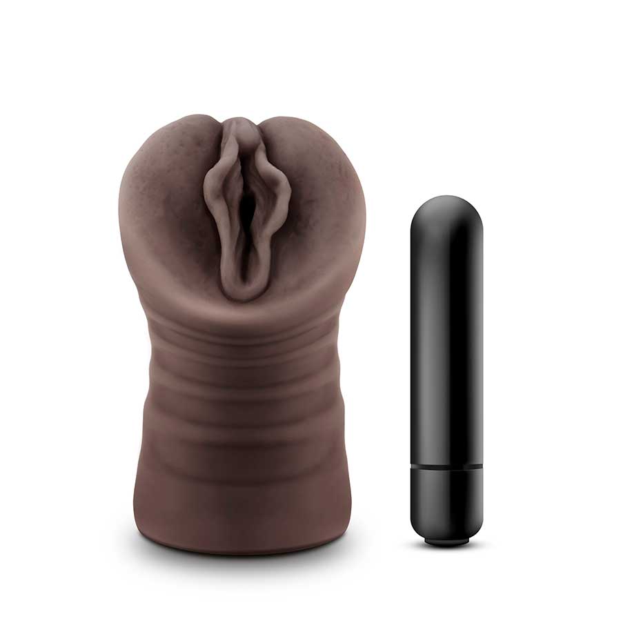 Hot Chocolate Alexis Black Vibrating Pocket Pussy by Blush Novelties Masturbators