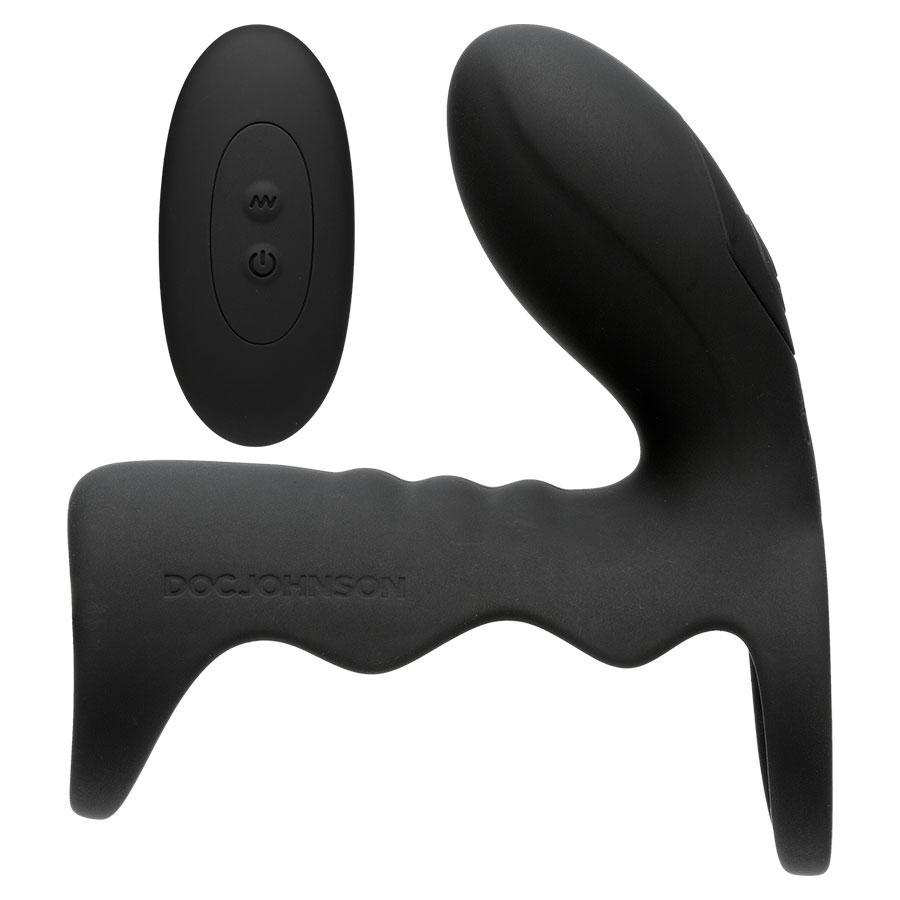 Men&#39;s Black Wireless 10 Speed Silicone Vibrating Cock Cage by Optimale Cock Sheaths