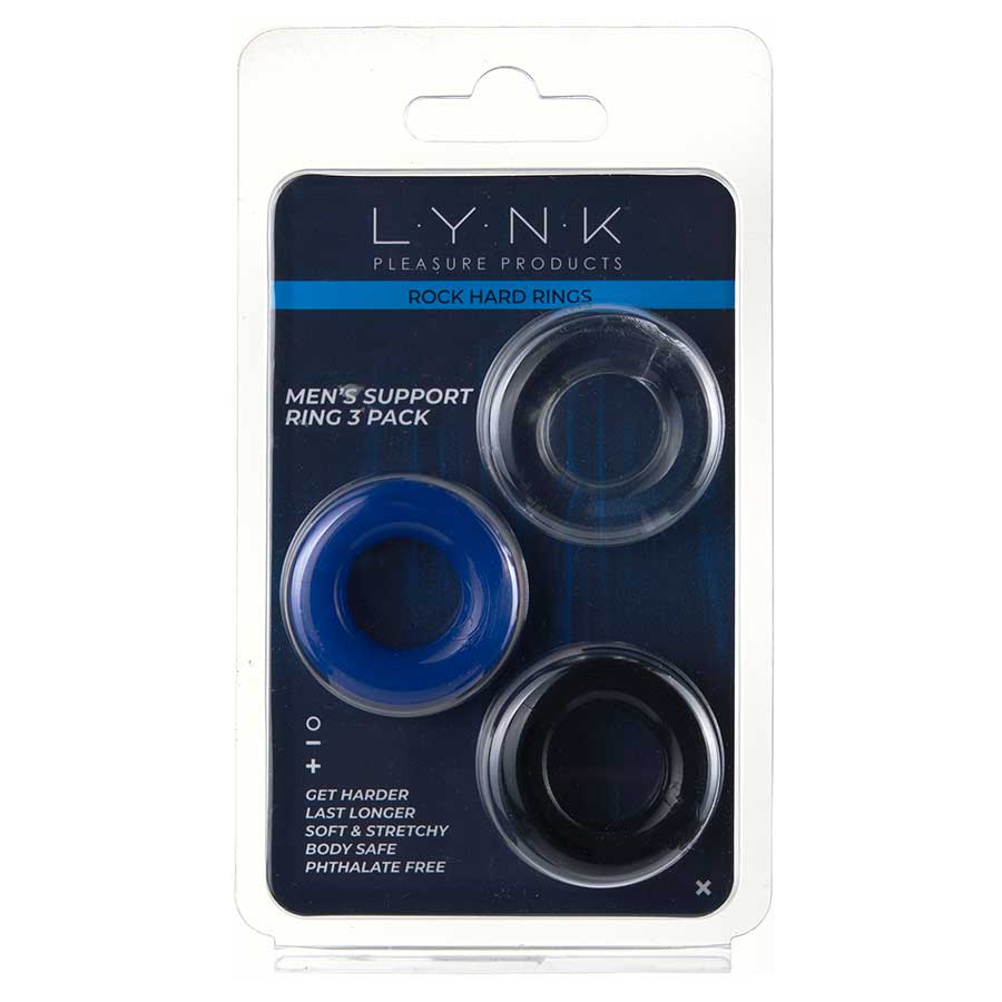 Multi Color Stretchy Stamina Boosting Cock Rings 3 Pack by Lynk Pleasure Cock Rings