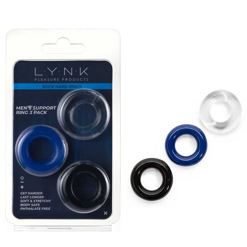Multi Color Stretchy Stamina Boosting Cock Rings 3 Pack by Lynk Pleasure Cock Rings