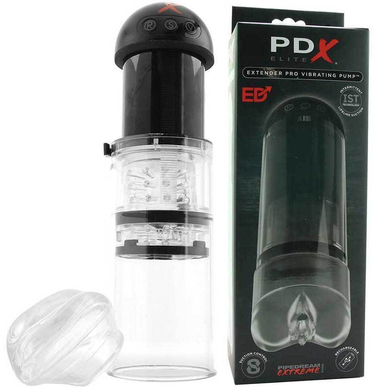 PDX Elite Dick Extender Pro Vibrating Pump | Automatic Suction Penis Pump for Men Penis Pumps