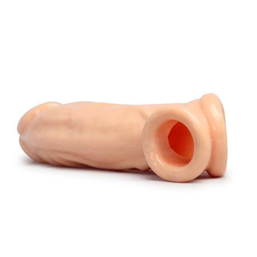 Realistic Penis Extension 8 Inch Flesh Cock Sheath &amp; Ball Stretcher Cock Sheaths
