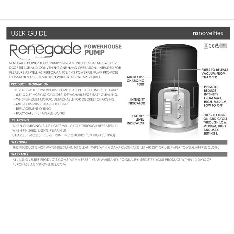 Renegade Penis Pump | Powerhouse Electric Rechargeable Enlarger Penis Pumps