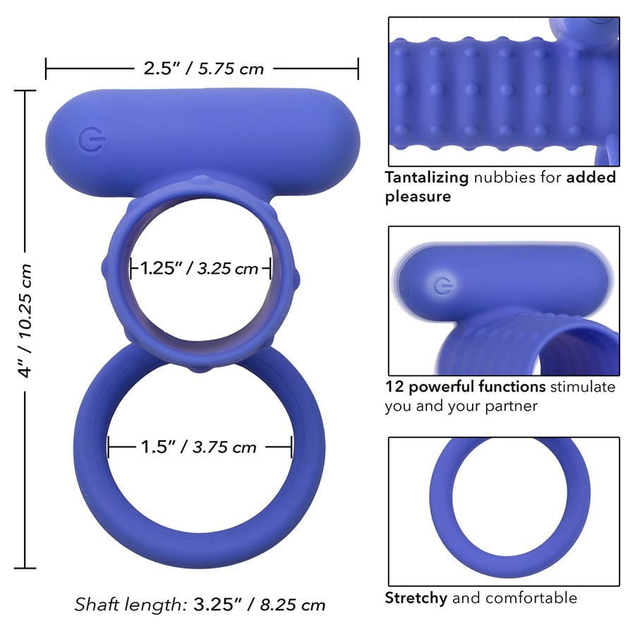 Silicone Rechargeable Endless Desires Vibrating Erection Enhancer Blue Cock Rings