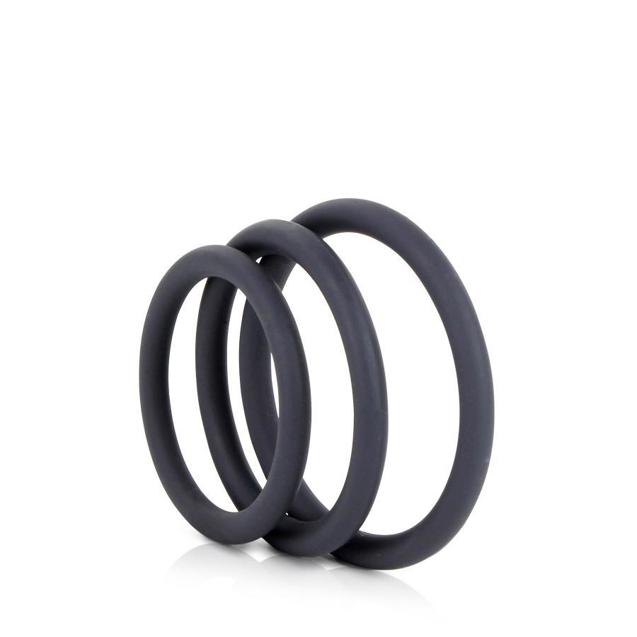 Silicone Thin Cock Ring 3 Pack by Optimale Black Cock Rings