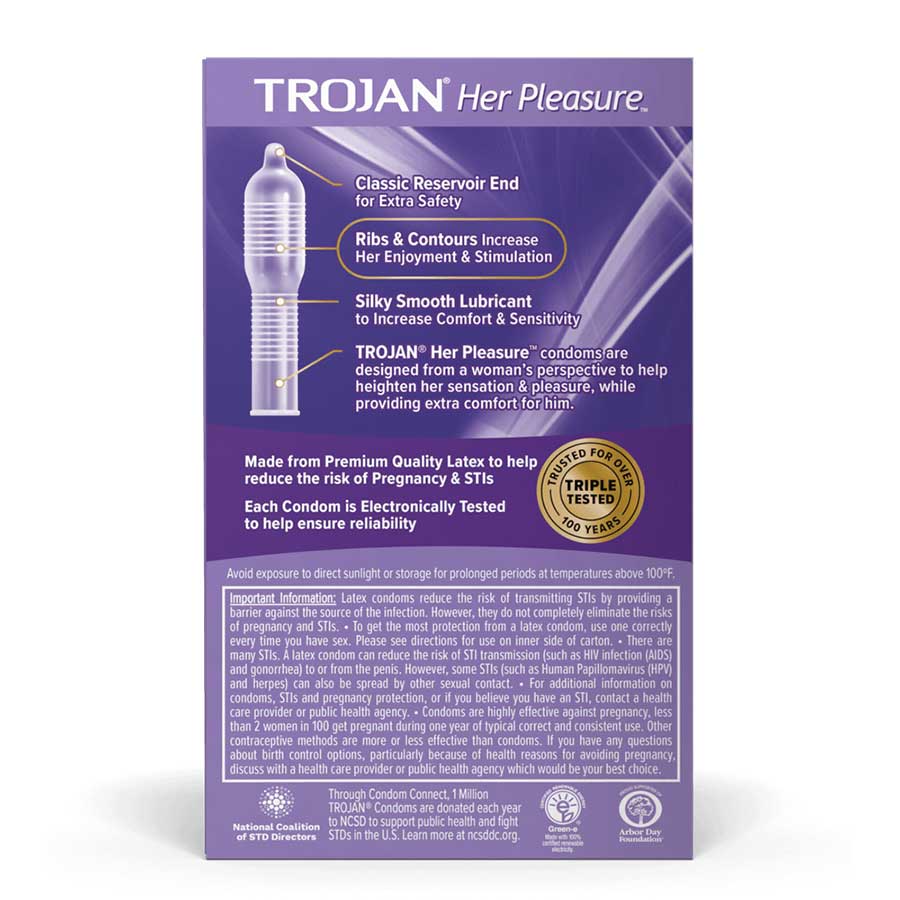 Trojan Her Pleasure Latex Condoms 12 Pack Condoms