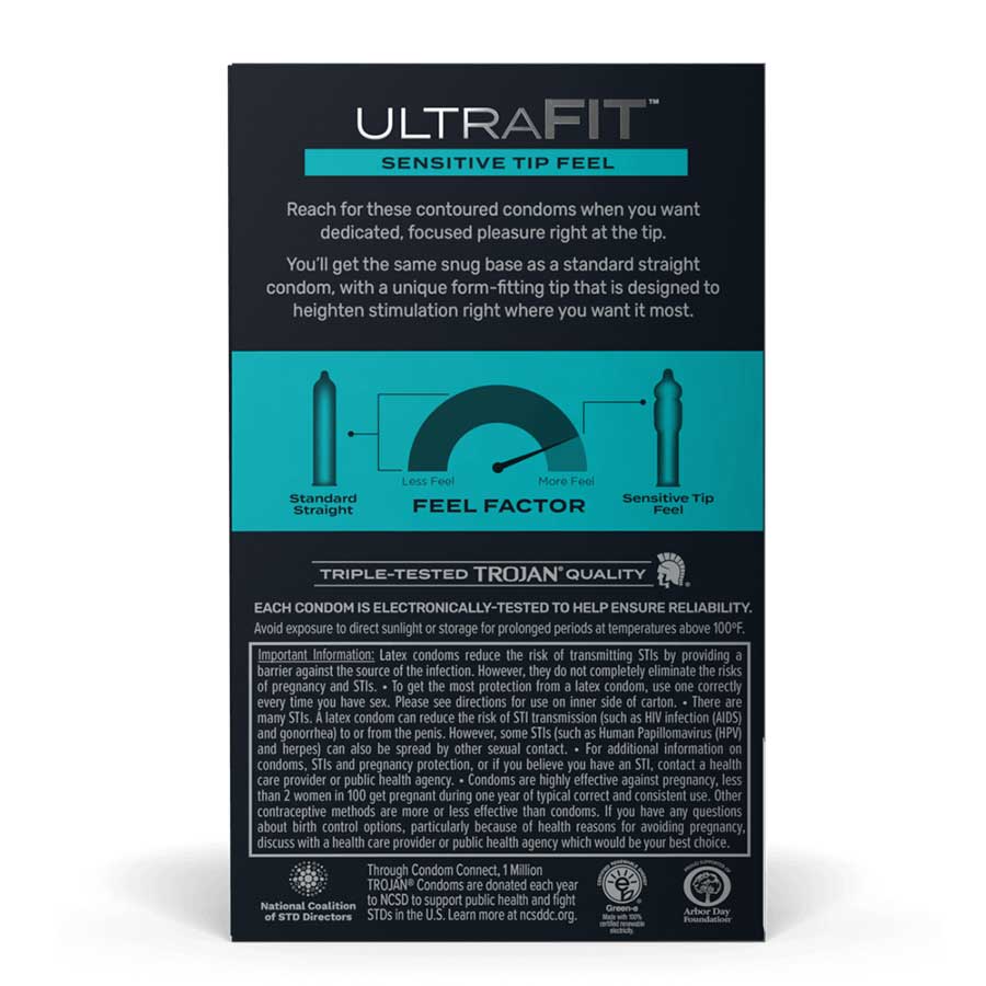 Trojan Ultrafit Sensitive Tip Latex Condoms 10 Pack Condoms