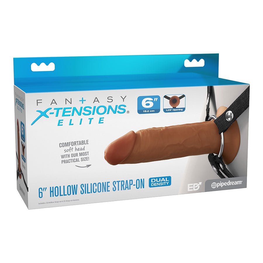 6 Inch Ultra Realistic Dual Density Mocha Brown Silicone Hollow Strap On for Men Cock Sheaths