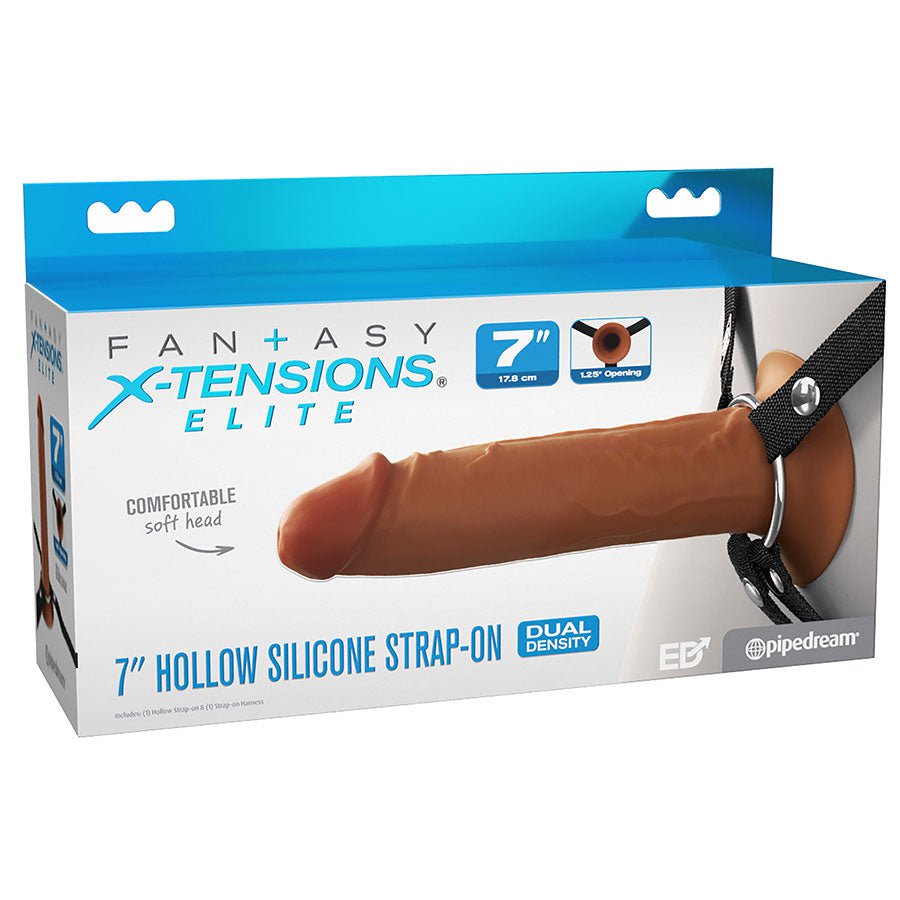 7 Inch Ultra Realistic Dual Density Mocha Brown Silicone Hollow Strap On for Men Cock Sheaths