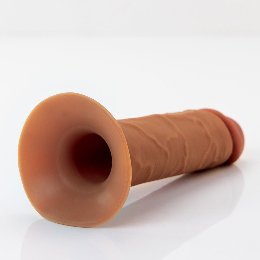 7 Inch Ultra Realistic Dual Density Mocha Brown Silicone Hollow Strap On for Men Cock Sheaths