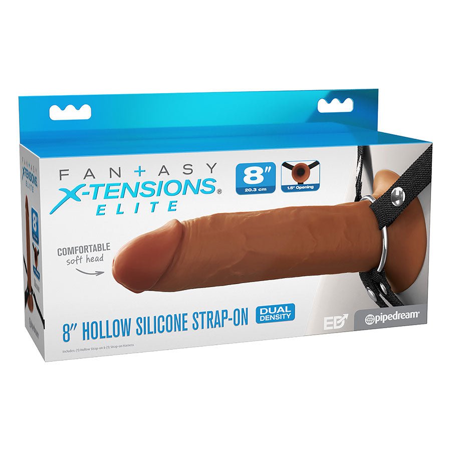 8 Inch Ultra Realistic Mocha Brown Dual Density Silicone Hollow Strap On for Men Cock Sheaths