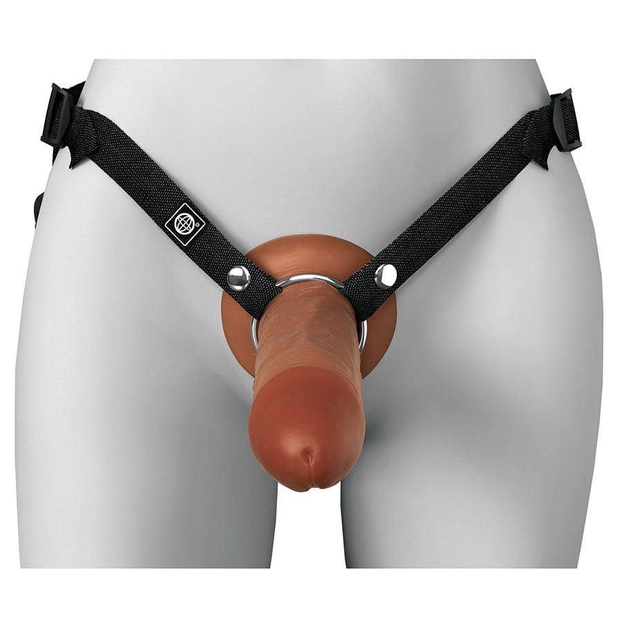 8 Inch Ultra Realistic Mocha Brown Dual Density Silicone Hollow Strap On for Men Cock Sheaths