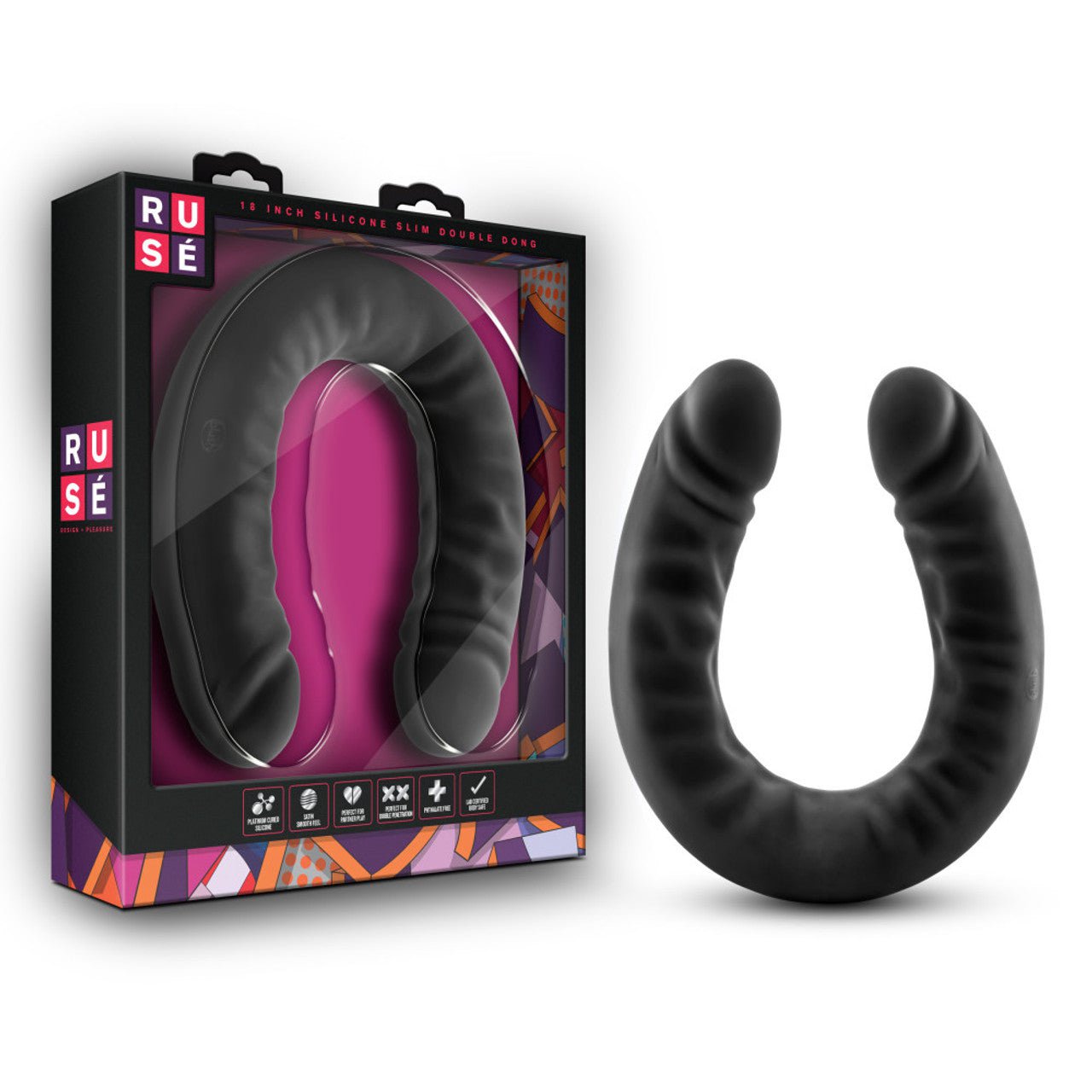 Black 18 Inch Silicone Double Headed Dildo by Ruse