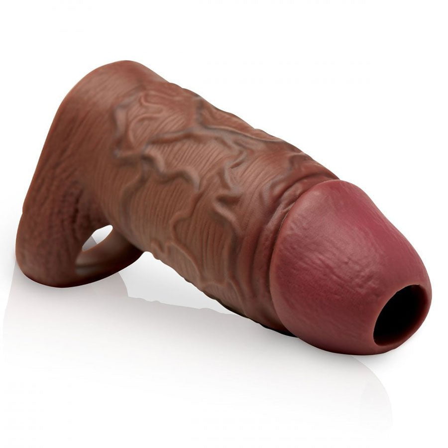Dark Skin XL Girth Open Tip Silicone Penis Extension Sleeve Cock Sheaths