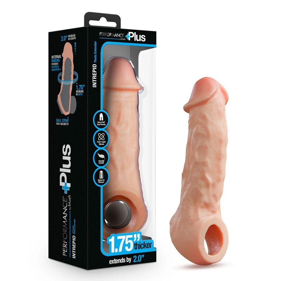 Intrepid 9.25 Inch Realistic Dual Density Silicone Penis Extender Sleeve Cock Sheaths