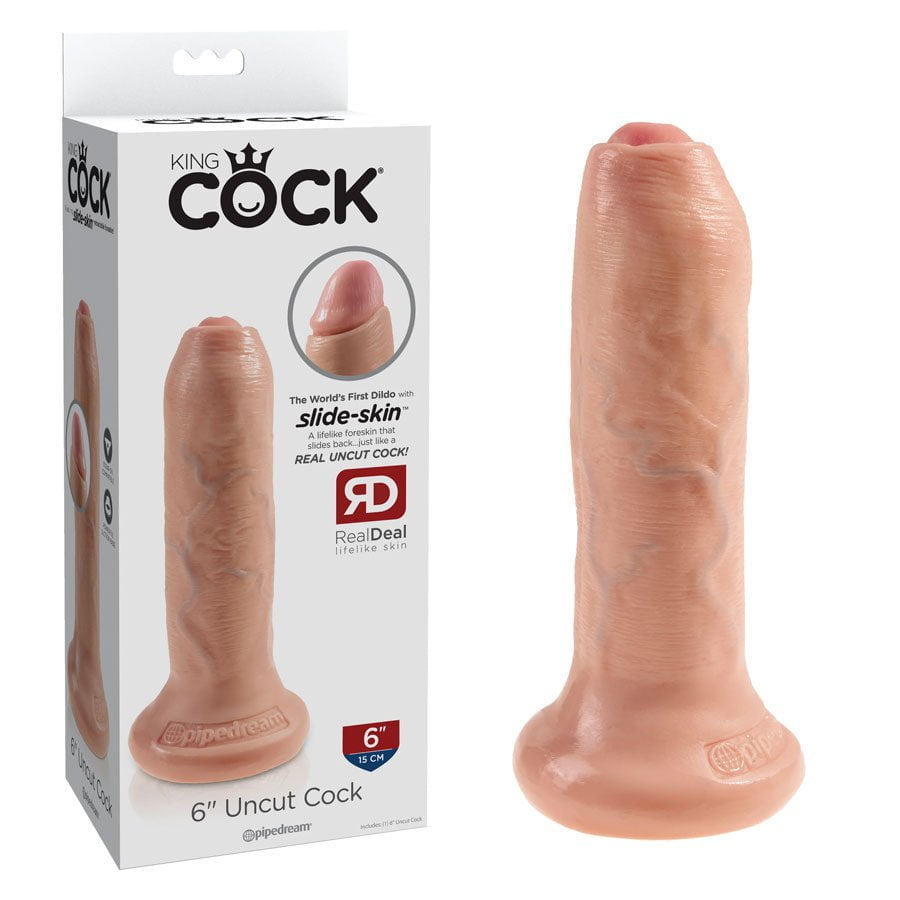 King Cock 6 Inch Uncut Foreskin Realistic Dildo with Suction Cup Dildos