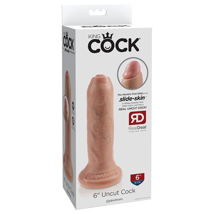 King Cock 6 Inch Uncut Foreskin Realistic Dildo with Suction Cup Dildos