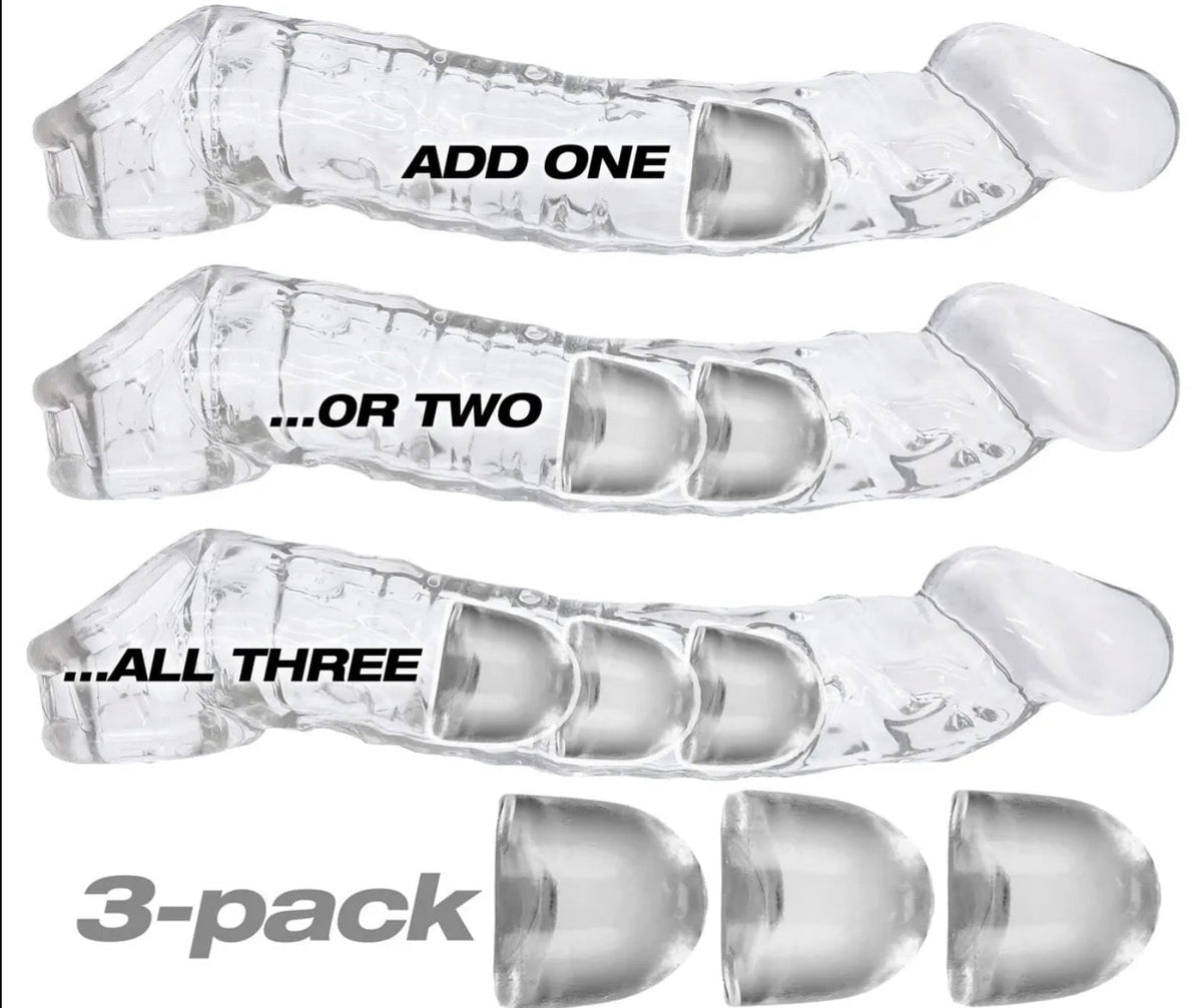 Oxballs Adjustfit Cock Sheath Penis Sleeve Extension Insert 3 Pack