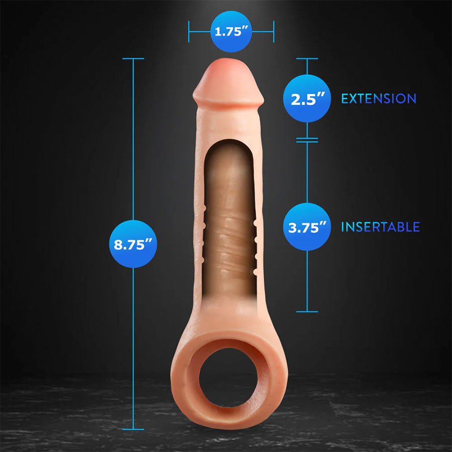 Thrive 8.75 Inch Realistic Dual Density Silicone Penis Extender Sleeve Cock Sheaths