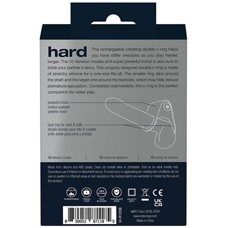 Vedo Hard Silicone Rechargeable Dual Vibrating Cock Ring Cock Rings