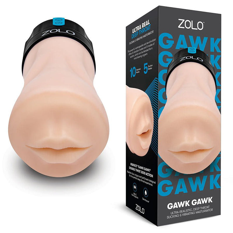 Zolo Gawk Rechargeable Silicone Deep Throat Vibrating Sucking Blowbot Masturbators