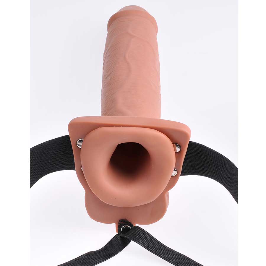 10 Inch Tan Hollow Rechargeable Vibrating Strap on by Fetish Fantasy Penis Extenders