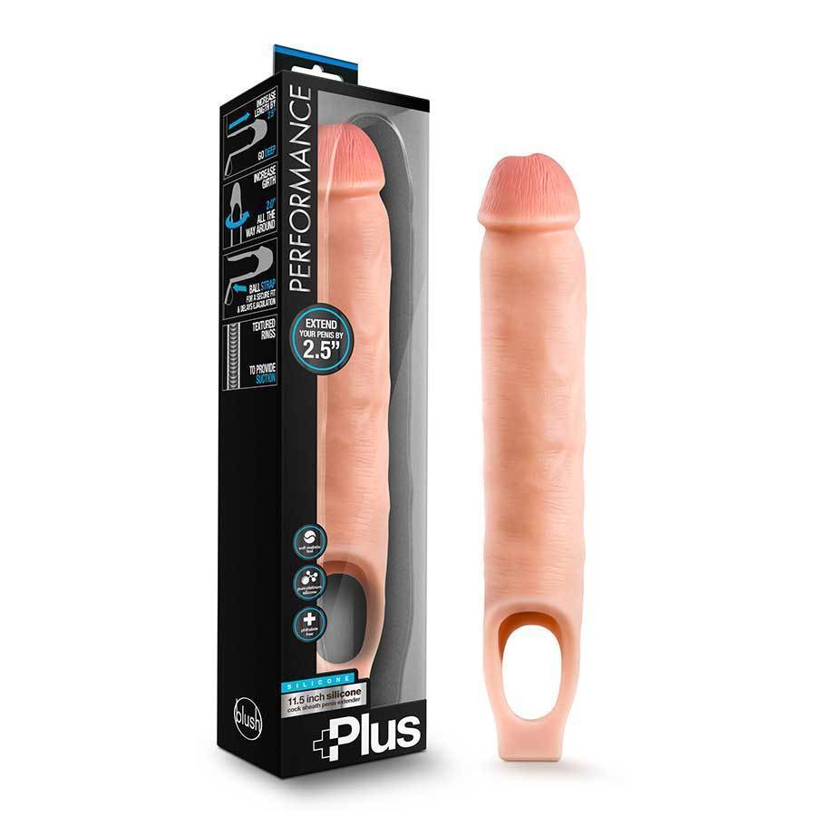 11.5 Inch Realistic Performance Penis Sleeve Natural Silicone Girth Enhancer Cock Sheaths