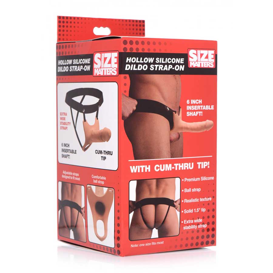 6 Inch Realistic Silicone Hollow Strap On Penis Extender and Ball Strap for Men by Size Matters Cock Sheaths