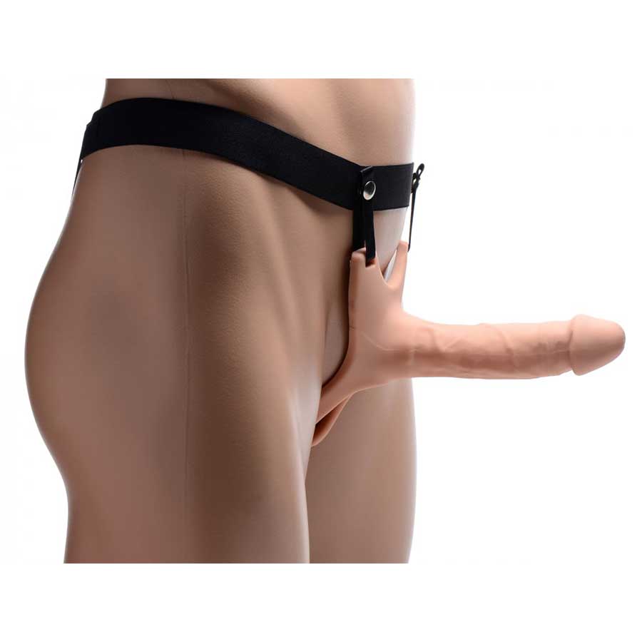 6 Inch Realistic Silicone Hollow Strap On Penis Extender and Ball Strap for Men by Size Matters Cock Sheaths