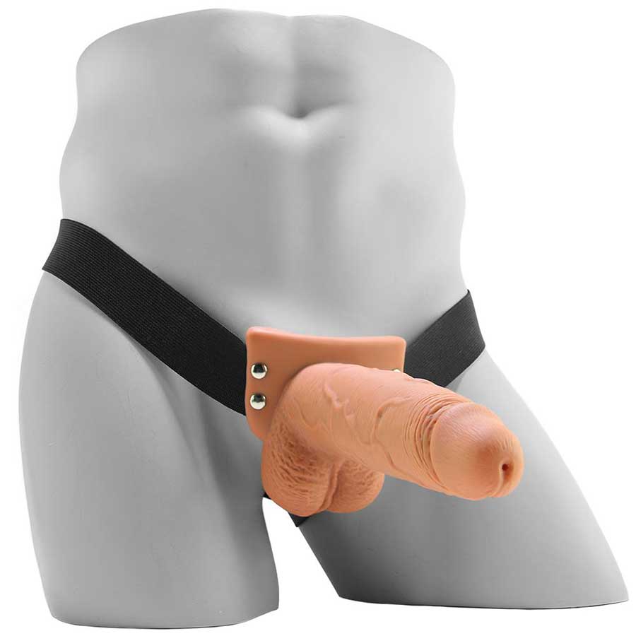 7 Inch Tan Squirting Hollow Realistic Strap-On with Balls by Fetish Fantasy Cock Sheaths