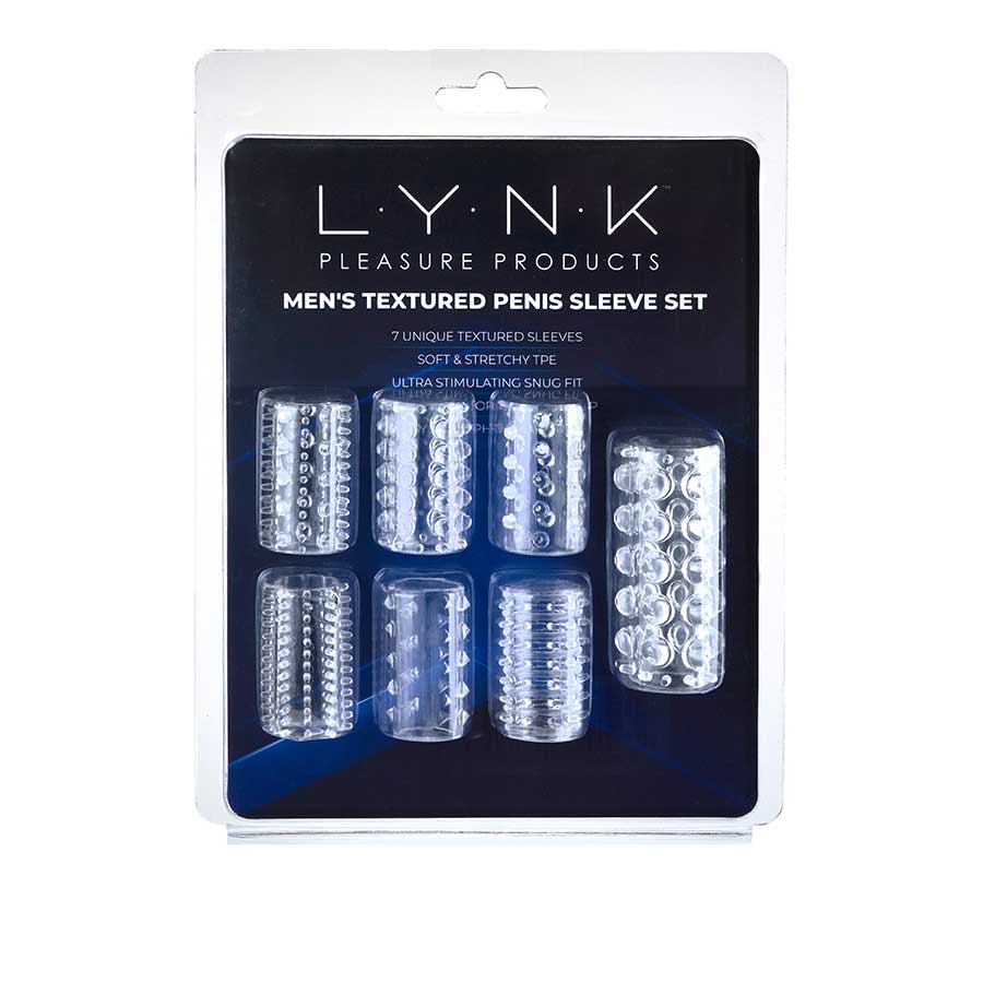 7x Girth Enhancer Textured Penis Sleeve Set by Lynk Pleasure | Clear Cock Sheaths