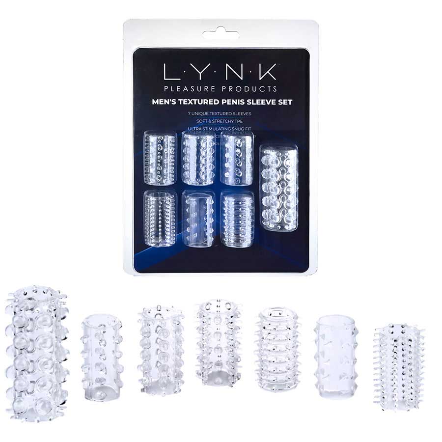 7x Girth Enhancer Textured Penis Sleeve Set by Lynk Pleasure | Clear Cock Sheaths