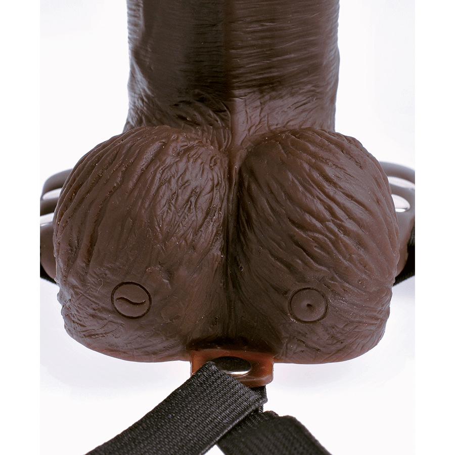 8'' Brown Rechargeable Vibrating Hollow Strap On Penis Extension