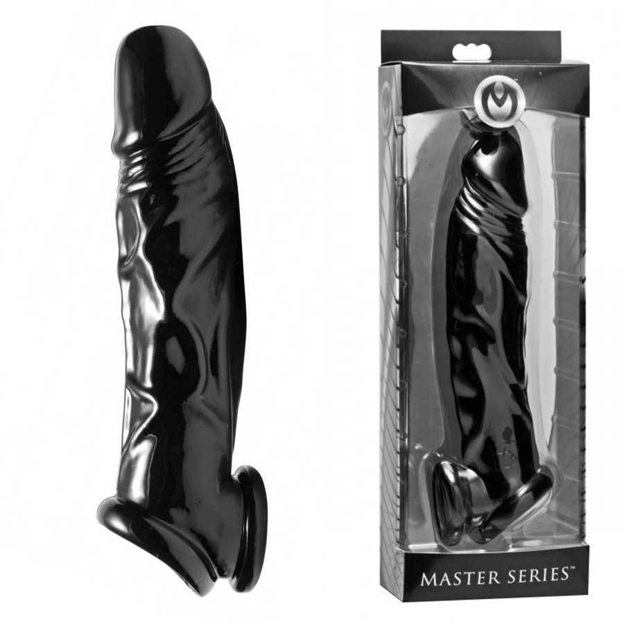 8 Inch Lifelike Black Penis Extension Sleeve Fuk Tool by Master Series Cock Sheaths