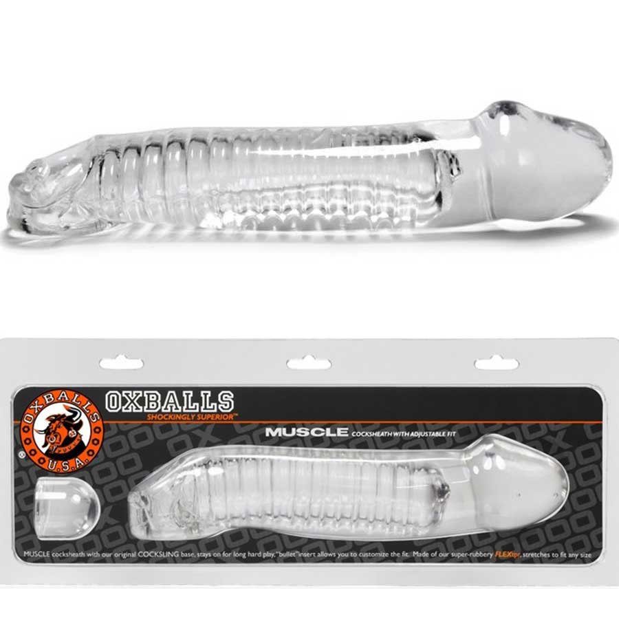 8 Inch Muscle Cock Sleeve | Oxballs Realistic Cocksheath Enhancer Cock Sheaths Clear/Transparent