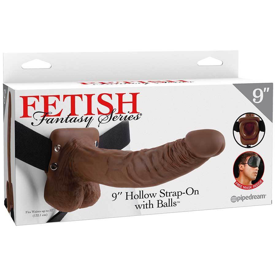 9 Inch Brown Hollow Strap-On Penis Extension with Balls by Fetish Fantasy Cock Sheaths