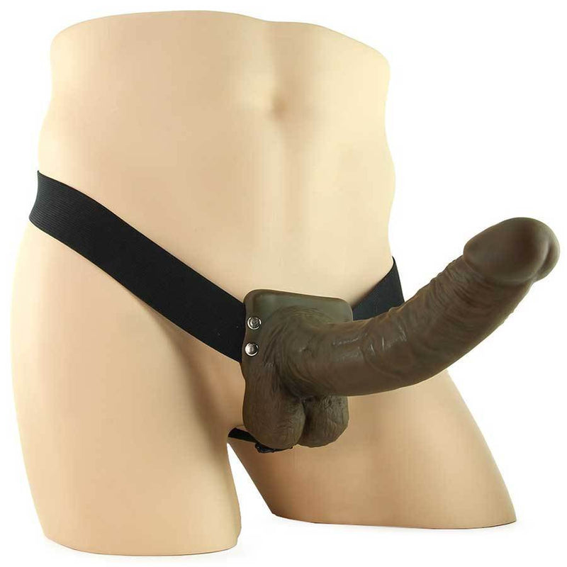 9 Inch Brown Hollow Strap-On Penis Extension with Balls by Fetish Fantasy Cock Sheaths
