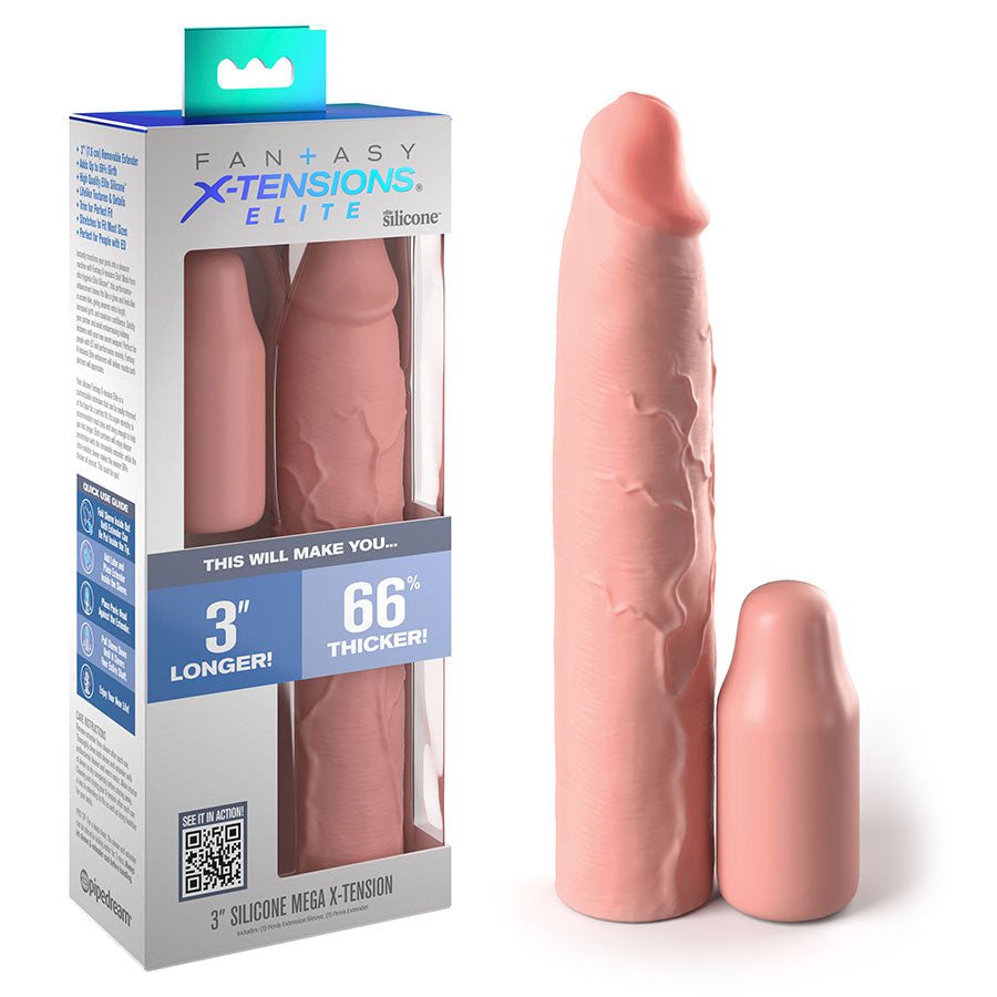 9 Inch Realistic X-Tension Silicone Penis Sleeve Light Cock Sheaths