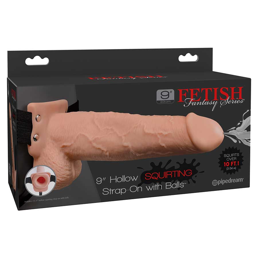 9 Inch Tan Squirting/Cumming Hollow Strap On Penis Extension by Fetish Fantasy Cock Sheaths