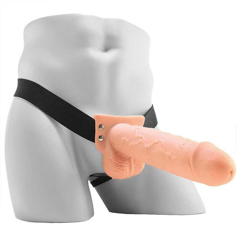 9'' Tan Squirting Hollow Strap On Penis Extension Cock Sheaths